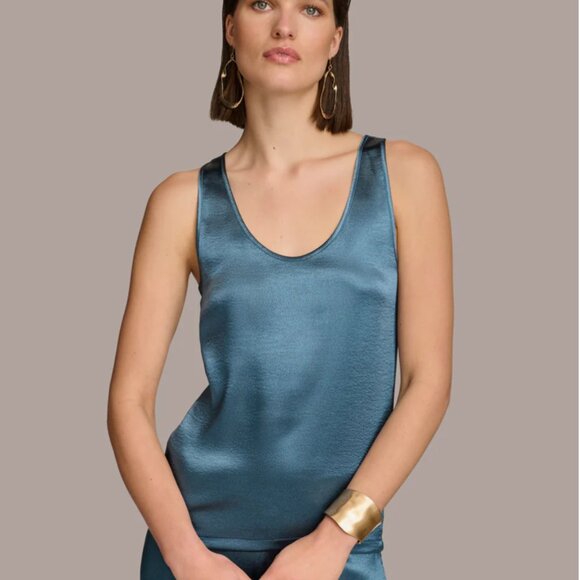 DKNY teal tank top satin size M NWT - Picture 2 of 7